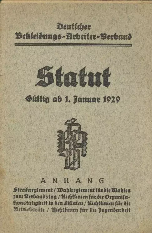 Statut des Deutschen Bekleidungsarbeiter-Verbandes, gültig ab 1. Januar 1929