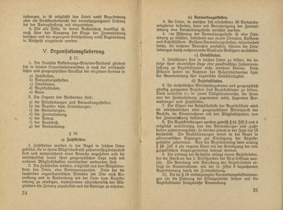 Statut des Deutschen Bekleidungsarbeiter-Verbandes, gültig ab 1. Januar 1929