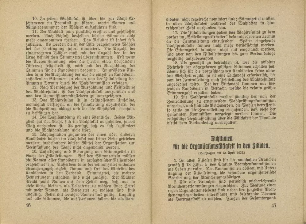 Statut des Deutschen Bekleidungsarbeiter-Verbandes, gültig ab 1. Januar 1929