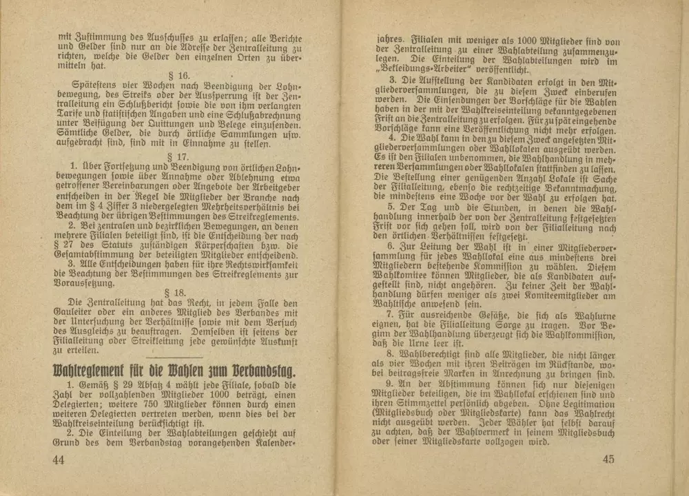 Statut des Deutschen Bekleidungsarbeiter-Verbandes, gültig ab 1. Januar 1929