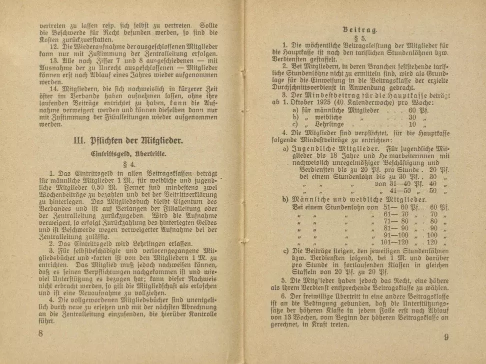 Statut des Deutschen Bekleidungsarbeiter-Verbandes, gültig ab 1. Januar 1929