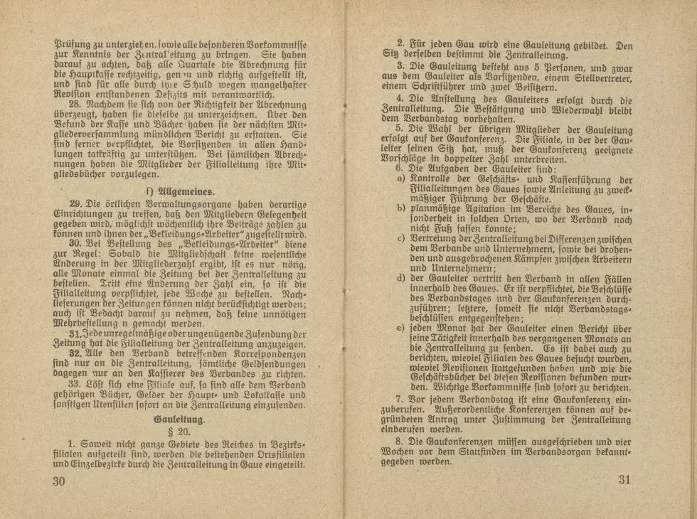 Statut des Deutschen Bekleidungsarbeiter-Verbandes, gültig ab 1. Januar 1929