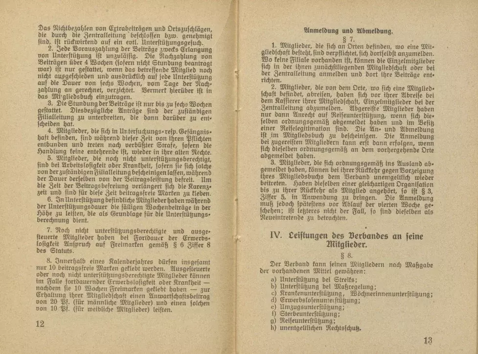 Statut des Deutschen Bekleidungsarbeiter-Verbandes, gültig ab 1. Januar 1929